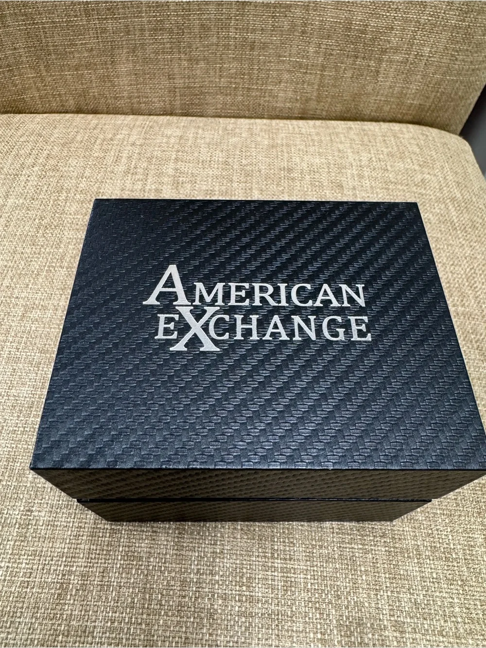 American Exchange Men's Quartz Chronograph Tachymeter Black Bracelet Watch Box